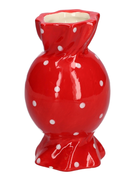<h4>DF03-666581100 - Vase Candy1 d6.5/8.5xh15 red+dots</h4>