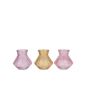 Roman Pastel Mix Diamond Glass Vase Ass 11x11cm