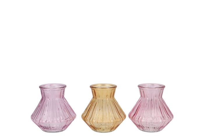 <h4>Roman Pastel Mix Diamond Glass Vase Ass 11x11cm</h4>
