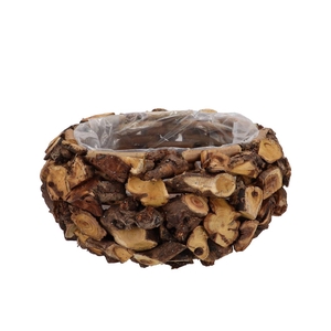 Wreath Wood Brown Planter With Bottom 19x20x14cm