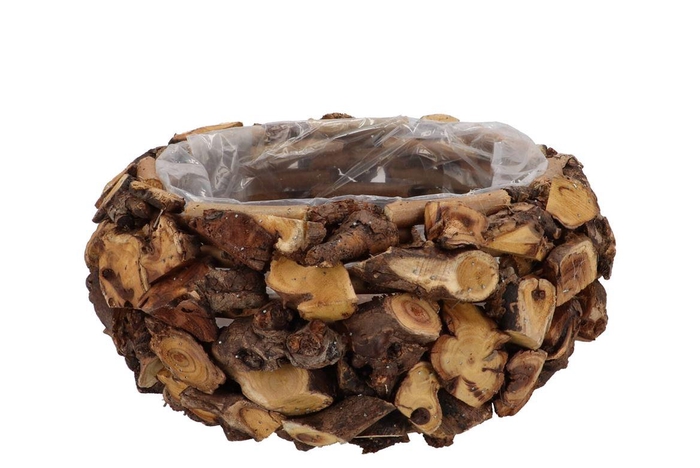 <h4>Wreath Wood Brown Planter With Bottom 19x20x14cm</h4>