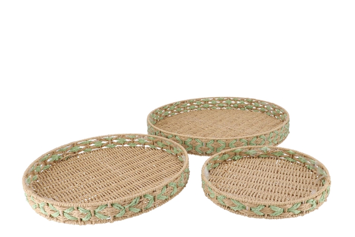 Gaby Pistache Tray S/3 30x4/40x4/50x5cm Nm