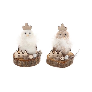 Chicken On Wood 2Ass L7W7H11.5