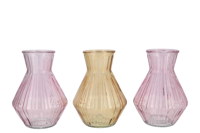 <h4>Roman Pastel Mix Diamond Glass Vase Ass 15x21cm Nm</h4>