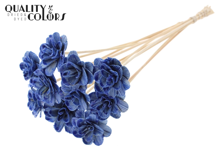 <h4>Beetal Rose 6cm on stem Wax Blue</h4>