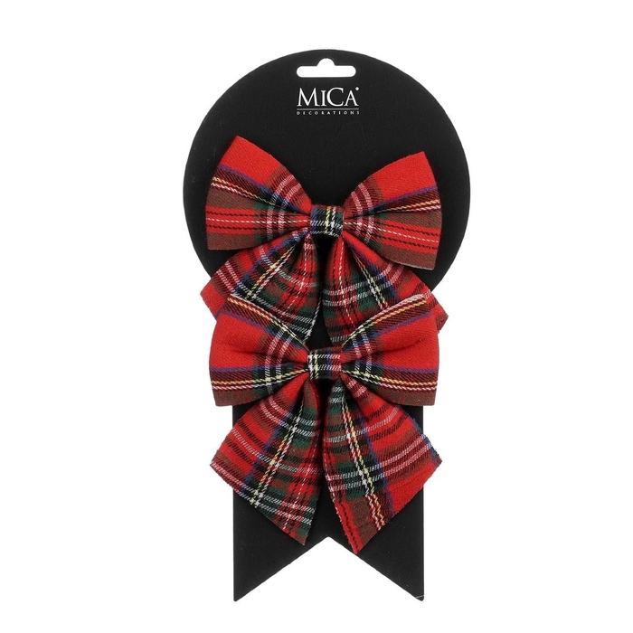 <h4>Christmas Deco bow check 13*12cm x2</h4>