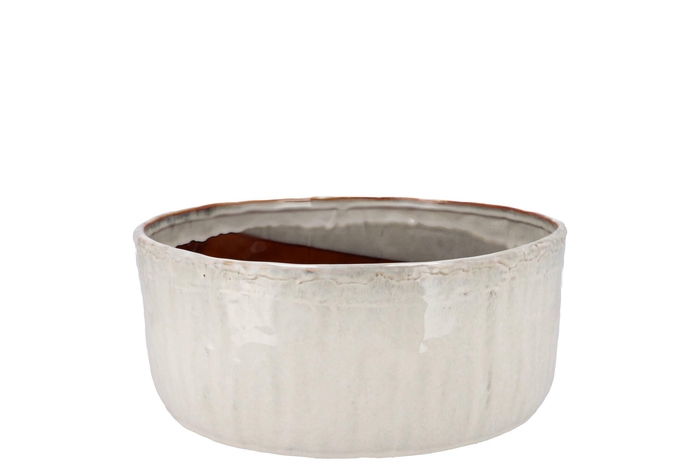 Iron Stone White Bowl Round 26x26x12cm