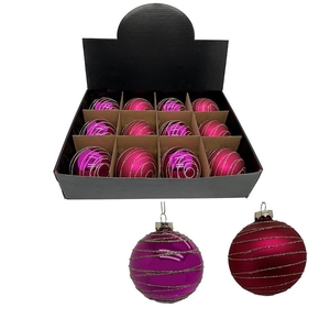 Christmas bauble Lines 80mm ass.