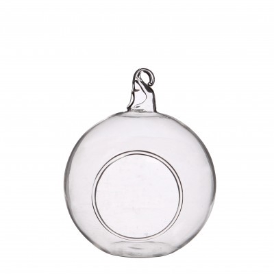 Glass deco ball+hole d08 10cm