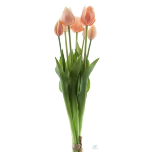 SILK FLOWERS - CLASSIC TULIP BUNDLE SALLY X7 NW ORANGE/PEACH COMBO 47CM