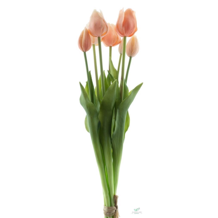 <h4>SILK FLOWERS - CLASSIC TULIP BUNDLE SALLY X7 NW ORANGE/PEACH COMBO 47CM</h4>