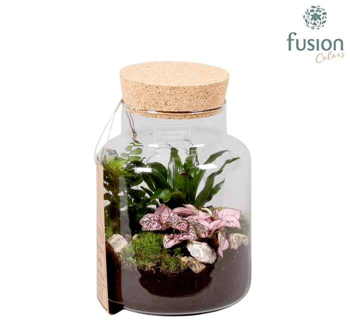 <h4>Green Bottle met Arrangement.</h4>