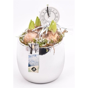 Keramiek pot zilver 13cm