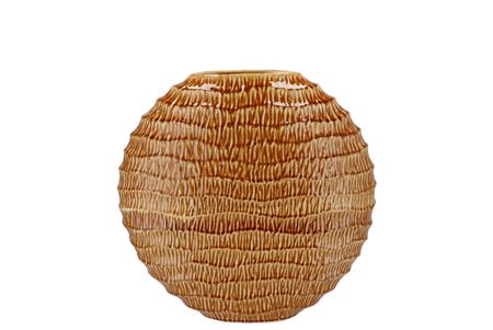 <h4>Inga Jada Brown Oval Vase Active Glaze Wave 23x10x</h4>