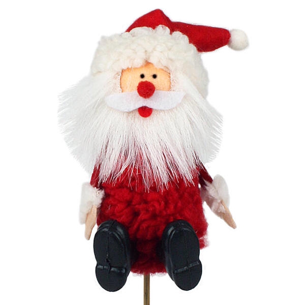 <h4>Bijsteker Kerstman happy 13x6cm+50cm stok rood</h4>