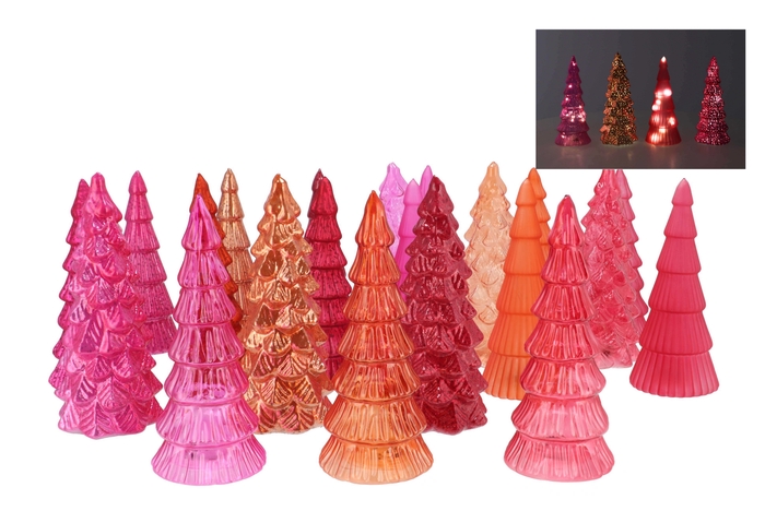 Twinkle Fuchsia Mix Glass Tree Lights Ass 9x22cm Nm