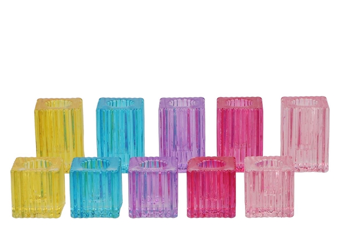 Bicolore Candle H Color Block Mix Ass Set Of 2 4x6cm Nm