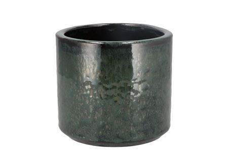 Javea Cilinder Pot Glazed Green 15x14cm