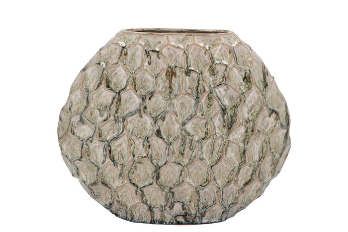 <h4>Aglio Jada Green Oval Vase Active Glaze Structure 32x12x26cm</h4>