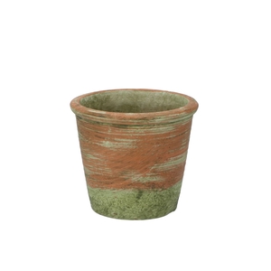 Cement Pot Oud Groen Rood 14x12cm