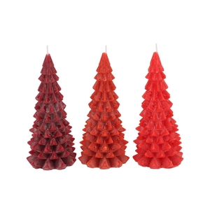 Candle Frosty X-mas Tree Wild Red Mix 9x20cm Ass