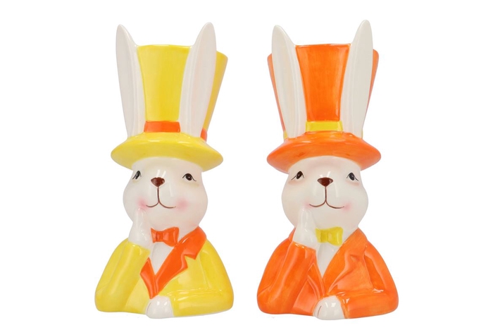 <h4>Easter Ceramic Dutch Orange Mix Bunny Hat Ass 12x14x25cm</h4>