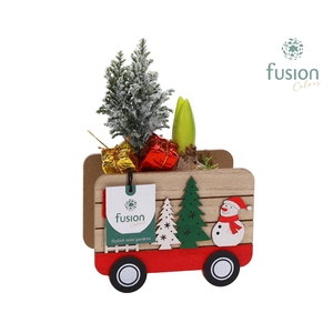 Kerst hout Autobus met Arrangement