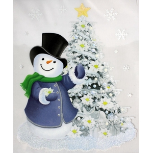 DF12-JC-20355 - Snowman and tree glitter 28,5x34,5cm