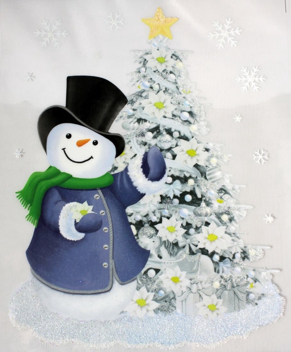 <h4>DF12-JC-20355 - Snowman and tree glitter 28,5x34,5cm</h4>