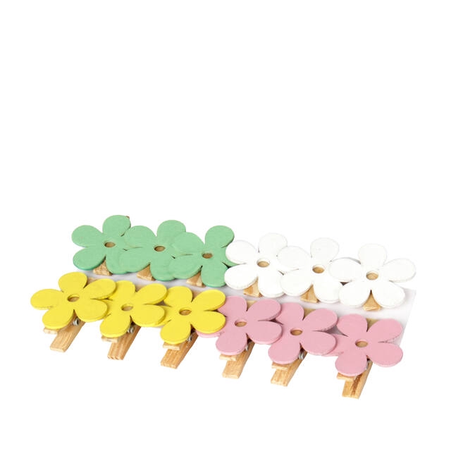 <h4>Flower wood 4cm + clothes peg mix 24 pieces</h4>