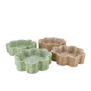 Gaby Natural/green Tray Flower S/2 35x9/30x8cm Nm