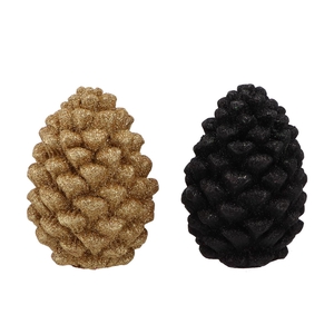 Jingle Gold/black Pinecone Ass 9x9x13cm Nm