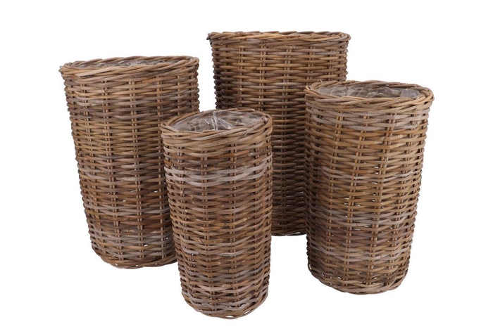<h4>Rattan Kuboo Natural Cilinder S/4 23x40/27x45//34x50/40x55cm</h4>