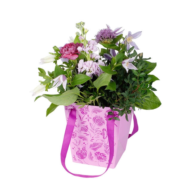 <h4>Bag Floral cardboard 16x12xH18cm purple 10/bag</h4>