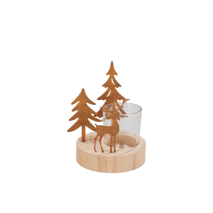 <h4>Katy Rust Metal Rack Deer And Tree T-light 10x10x1</h4>