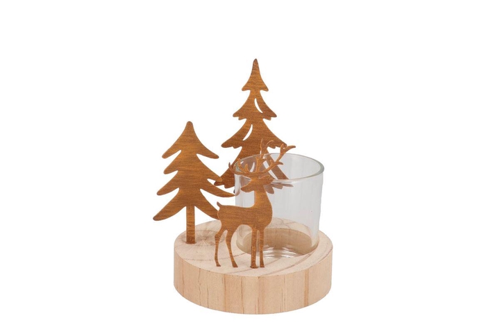 Katy Rust Metal Rack Deer And Tree T-light 10x10x1