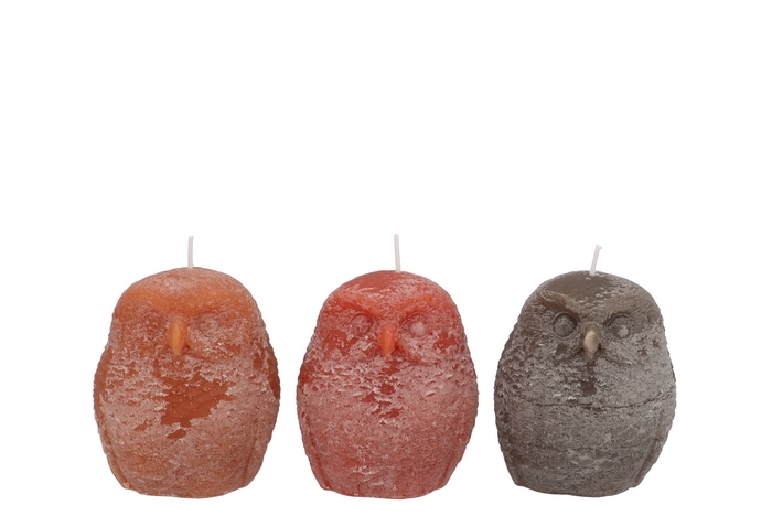 Candle Frosty Owl Scottish Brown Mix 10x12cm