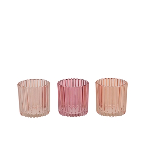 Roman Sweets Pink Mix Glass Candle Holder Ass 9x9x9cm