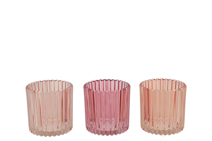 <h4>Roman Sweets Pink Mix Glass Candle Holder Ass 9x9x9cm</h4>