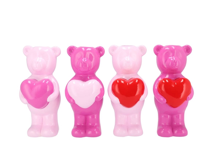 <h4>Love Sweet Fuchsia Mix Bear Heart Ass 12x14x27cm</h4>