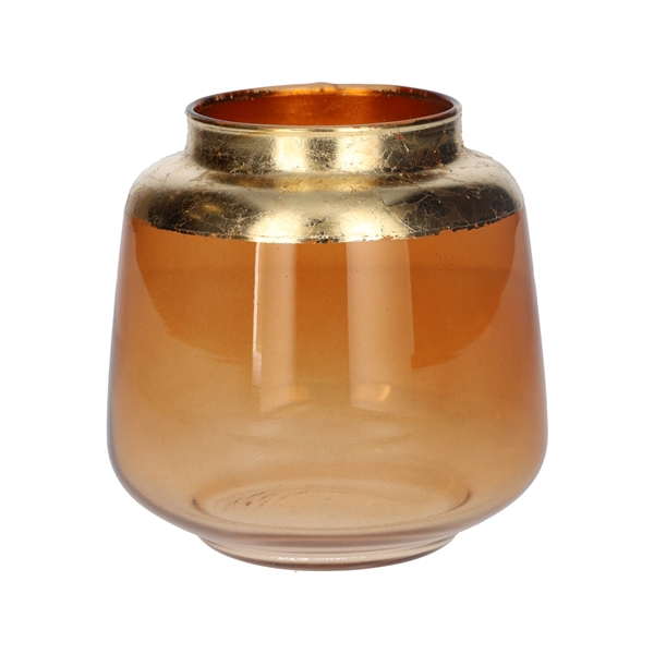 <h4>Vase Mona d7.7\\12.7xh12.5 brown transp\\gold</h4>