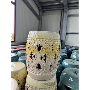 Glazed garden stool - white