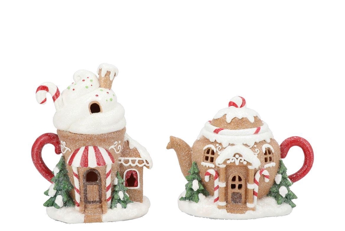 Candy X-mas Brown House W Light Ass 21x13x17cm