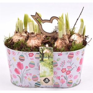 Zink ovaal paasdecor 19x11,5cm