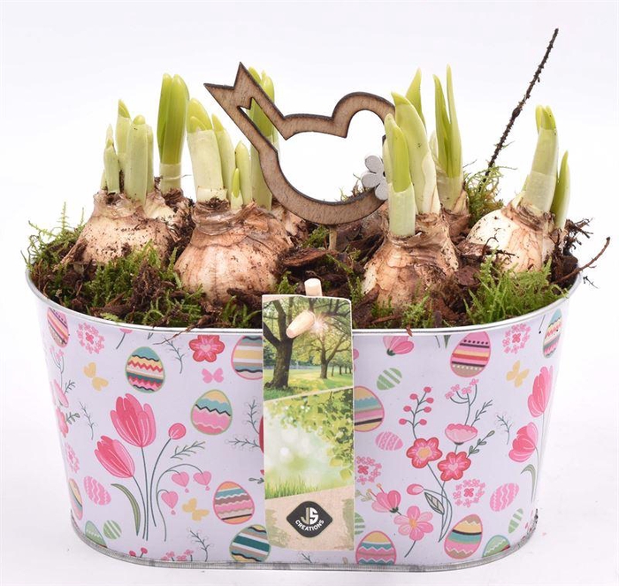 <h4>Zink ovaal paasdecor 19x11,5cm</h4>