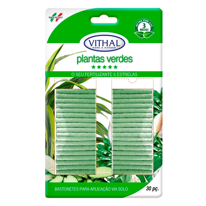 <h4>FERTILIZANTE VITHAL PLANTAS VERDES COM 30 BASTONETES 35G</h4>