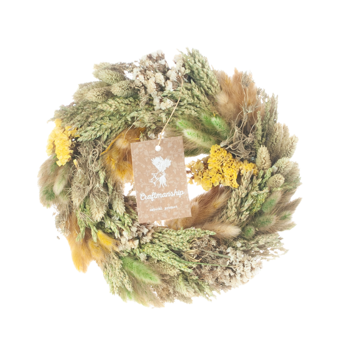 <h4>Wreath Janice 30cm Natural Yellow</h4>