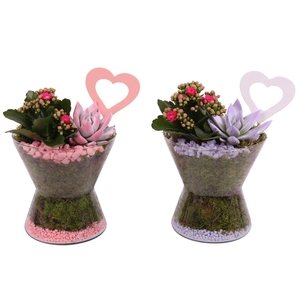 Mothersday Arr. Indoor Glass Hourglass Ø16cm 2PP