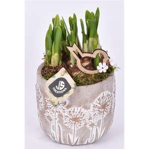 Cement pot bloemdecor 13,5cm