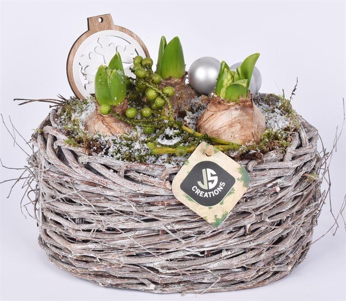 Willow mand white wash 24x16cm